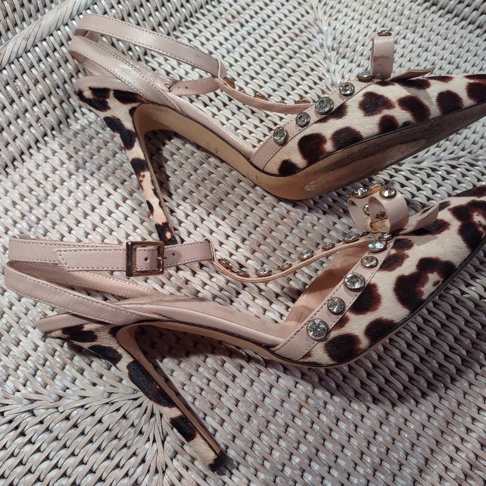 Kate Spade Leopard Calf Hair Heels Size 8 EUC - Picture 4 of 8